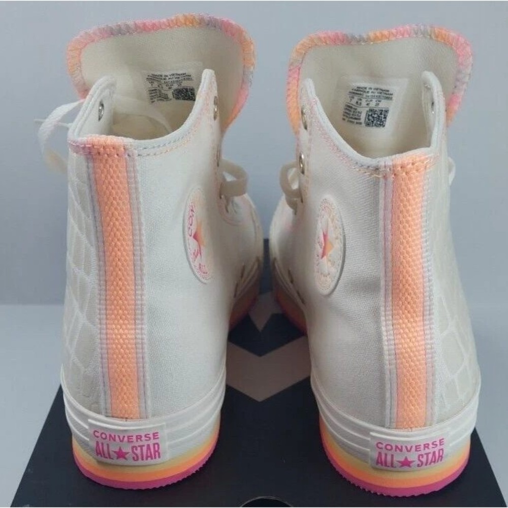 Converse CTAS Eva Lift Hi Kids Sneakers 7 Egret Astral Pink Rainbow Platform - Picture 3 of 6